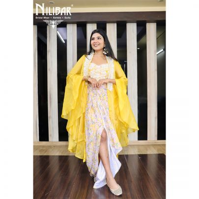 Niharika Jain in Our Yellow Satin Palazzo Set