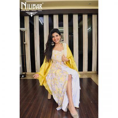 Niharika Jain in Our Yellow Satin Palazzo Set