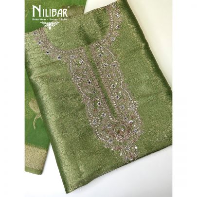 Light Green Brocade Silk Unstitched Suit