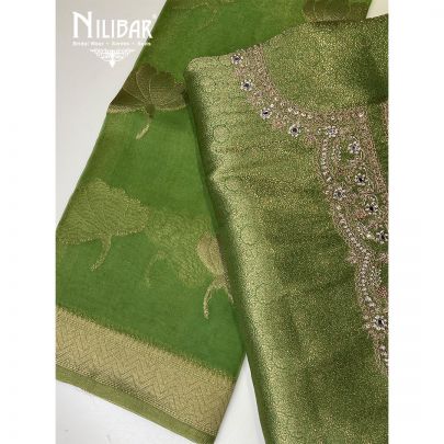 Light Green Brocade Silk Unstitched Suit