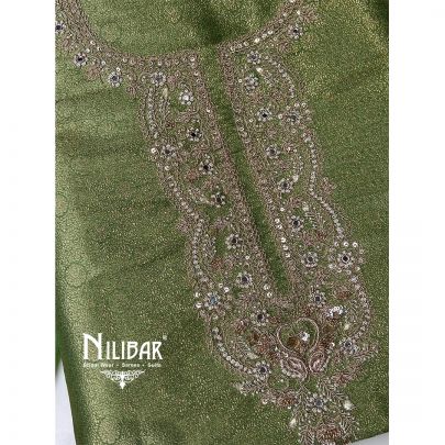 Light Green Brocade Silk Unstitched Suit