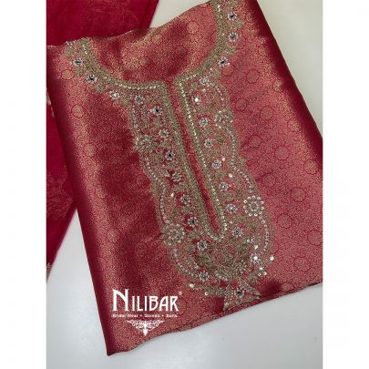 Rani Pink Brocade Silk Unstitched Suit