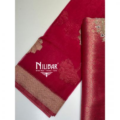 Rani Pink Brocade Silk Unstitched Suit
