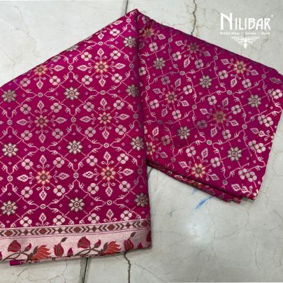 Hot Pink Banarasi Silk Pure Saree