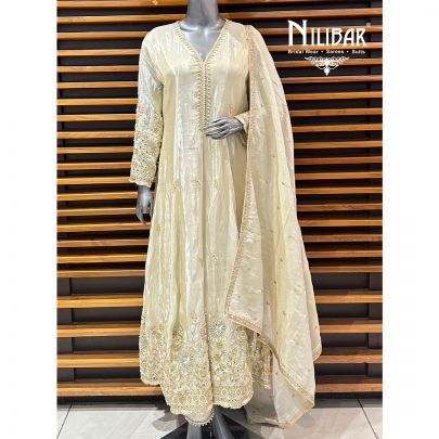 Cream Silk Anarkali Suit