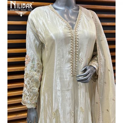 Cream Silk Anarkali Suit