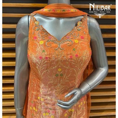 Orange Silk Shirt Paired With Palazzo Set