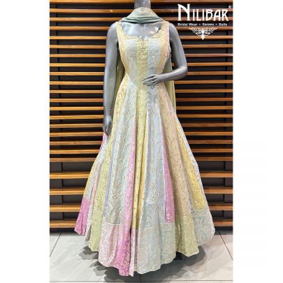 Multicolor Silk Anarkali Suit