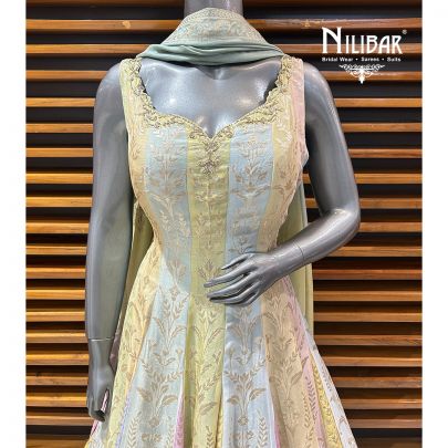 Multicolor Silk Anarkali Suit