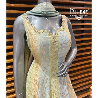 Multicolor Silk Anarkali Suit