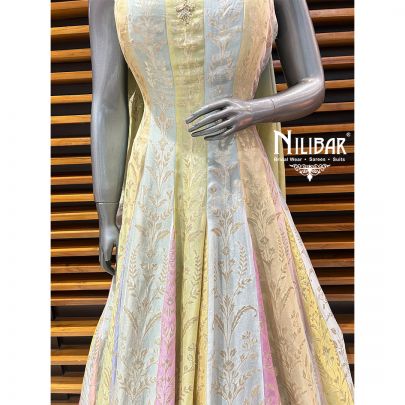 Multicolor Silk Anarkali Suit