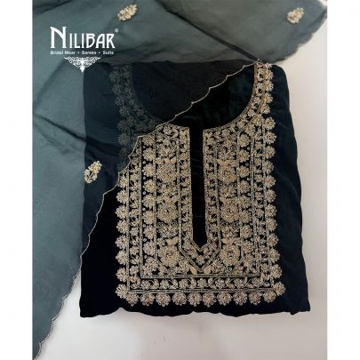 Green Velvet Unstitched Suit