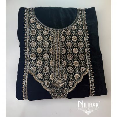 Green Velvet Unstitched Suit