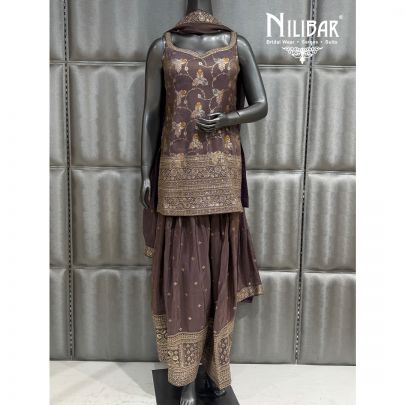 Mauve Lame Silk Shirt Paired With Farshi Salwar and Dupatta