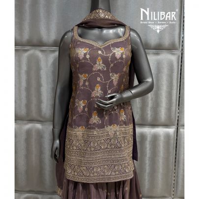 Mauve Lame Silk Shirt Paired With Farshi Salwar and Dupatta