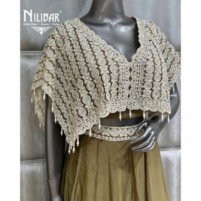 Mehandi Color Chinon Lehenga With Net Top