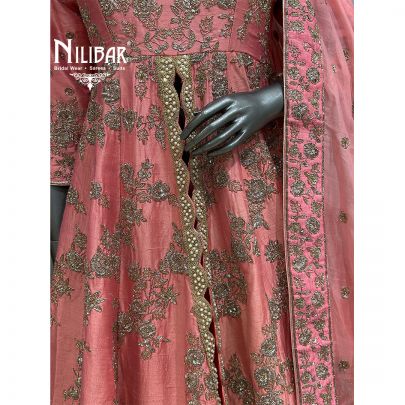 Salmon Pink Silk Lehenga