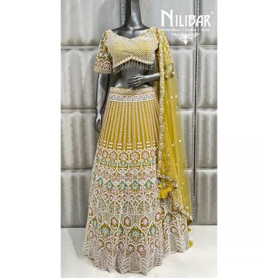 Canary Yellow Net Lehenga