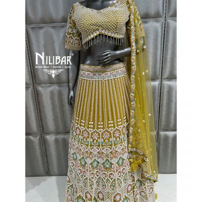 Canary Yellow Net Lehenga