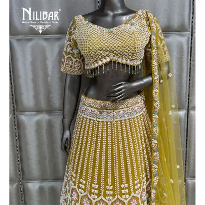 Canary Yellow Net Lehenga