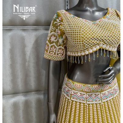Canary Yellow Net Lehenga