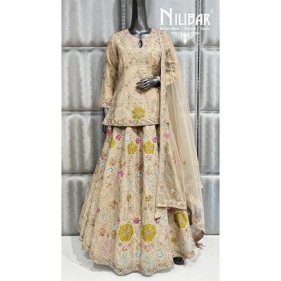 Apricot Lame Silk Lehenga