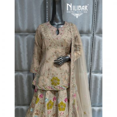 Apricot Lame Silk Lehenga