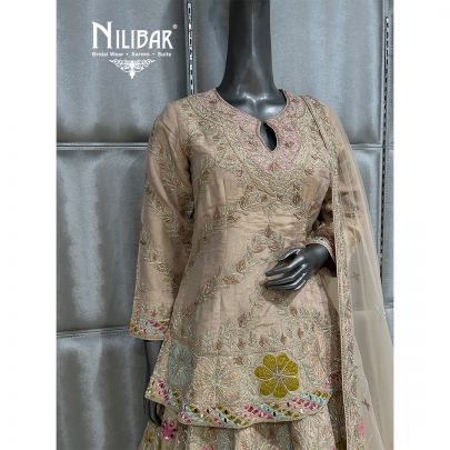 Apricot Lame Silk Lehenga