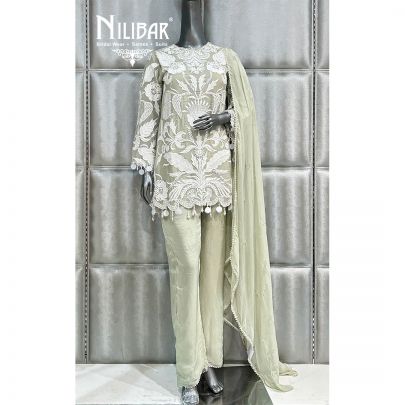 Pistachio Green Organza Pant Suit