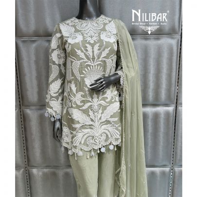 Pistachio Green Organza Pant Suit