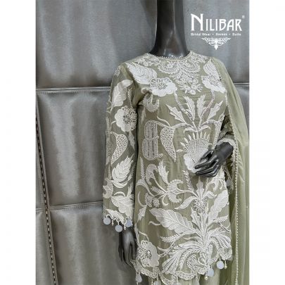 Pistachio Green Organza Pant Suit