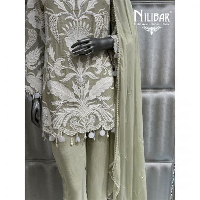 Pistachio Green Organza Pant Suit