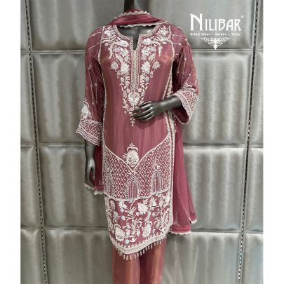 Onion Pink Lame Silk Pant Suit