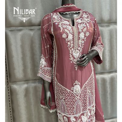 Onion Pink Lame Silk Pant Suit
