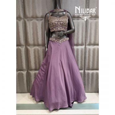 Lavender Satin Lehenga