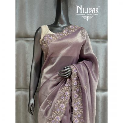 Stunning Lavender Organza Saree