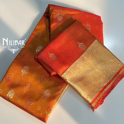Cream & Bright Pink Banarasi Weave Silk Saree