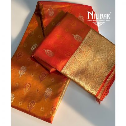 Cream & Bright Pink Banarasi Weave Silk Saree