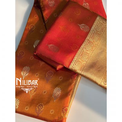 Cream & Bright Pink Banarasi Weave Silk Saree