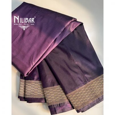 Purple Wine Banarasi Weave Silk Saree