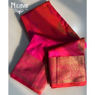 Orange & Bright Pink Banarasi Weave Silk Saree