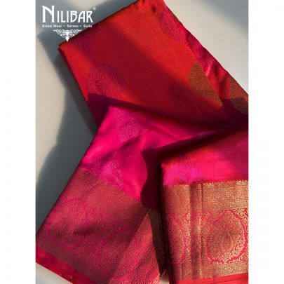 Orange & Bright Pink Banarasi Weave Silk Saree