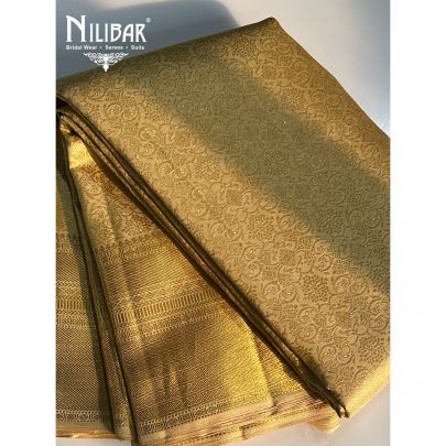 Gold Ivory Pink Banarasi Weave Silk Saree