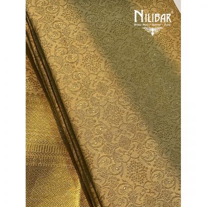Gold Ivory Pink Banarasi Weave Silk Saree