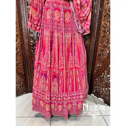 Pink Crepe Printed Anarkali Suit