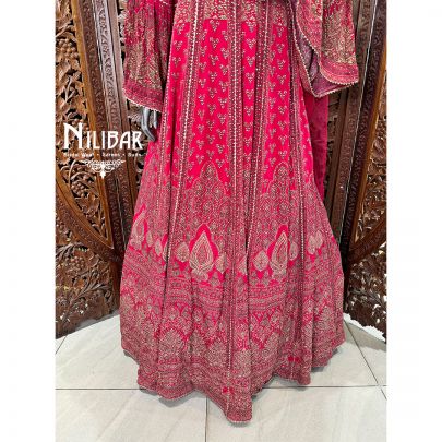 Pink Crepe Printed Anarkali Suit