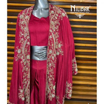 Ruby Red Indo Western Set