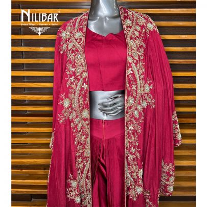 Ruby Red Indo Western Set
