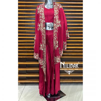 Ruby Red Indo Western Set