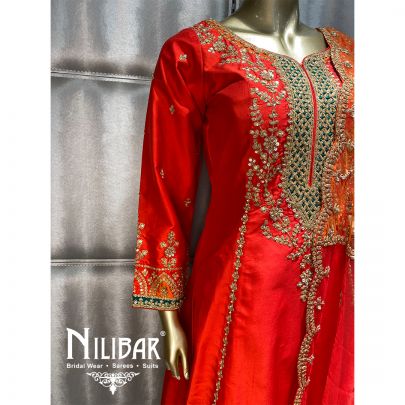 Orange Silk Net Anarkali